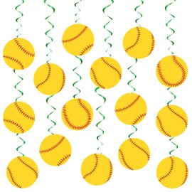 30 Pieces Softball Party Decoration Swirls Sports Hanging Swirl Decorations Birthday Party Supplies Sport Theme Ceiling Streamers for Softball Fans Club