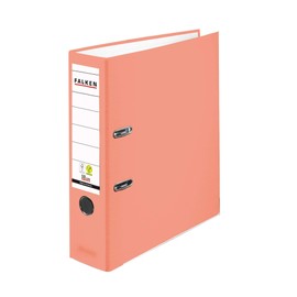Falken Original Coloured PP Plastic Folder, Made in Germany 8 cm-Wide DIN A4 Salmon Pink Ring Binder Vegan Lever Arch Folder Letter Folder Office Folder Slotted Folder