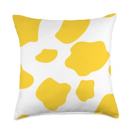 Vintage Cute Cows Pattern Colorful Animal Prints Funny Yellow-White Cow Prints: Cool Animals Pattern Cute Throw Pillow, 18x18, Multicolor