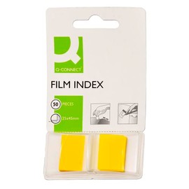 Filing Index Tabs Q-CONNECT PP 25,4x43,7mm 50 Sheets Yellow/Paper and Labels/Type-Standard/Shape-Standard/Material-PP/Colour-Yellow/Dimensions (mm)-25,4x43,7