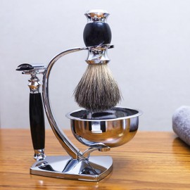 Magyfosia Shaving Kit,Double Edge Safety Razor with 10 Original Blades for Men,Badger Hair Shaving Brush and Bowl Kit,Stand Holder,Men's Grooming Tool Set