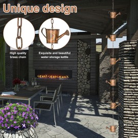 Kettle Rain Chain rain chains bells 1.5M Metal Hanging Rain Chain Movable Kettle Rain Chains Gutter Downspouts Rainwater Diverter for Outside Decorative Home Outdoor Garden Patio Rain Chains