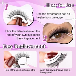 wiwoseo Self Adhesive Eyelashes No Glue Needed False Lashes Natural Look Lash