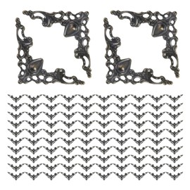 Geesatis 100 pcs Antique Corner Protector Cover Bronze Book Scrapbooking Albums Edge Guard Case Craft Corner Metal Decorative Protector, 1.6 x 1.6 x 2.2 inch / 42 x 42 x 57 mm