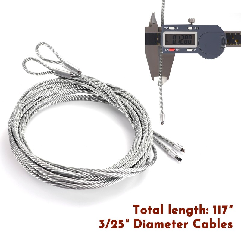 2PCS 3/25 10FT Garage Door Cable High-Quality 304 Steel Galvanized