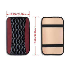 Couslcd Auto Center Console Pad, Universal Waterproof Armrest Seat Box Cover, Car Interior Accessories, Leather Auto Armrest Cover Protector for Most Vehicle, SUV, Truck (Wine Red)