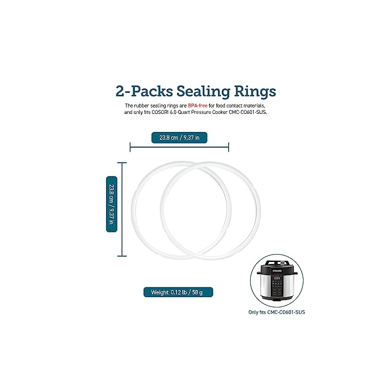 COSORI Pressure Cooker Sealing Ring, Compatible with CMC-CO601-SUS Only, 2