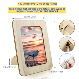 Vmiapxo 10 Pack Unfinished Wooden Picture Frames for 4" x 6" Photos, Standing Postcard Picture Frame Set DIY Keepsake Kit Decoratable Coards for Halloween Thanksgiving Christmas Wedding Birthday