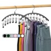 [2 Pack], Multi-Clip Pants Hangers with 10 Clips, Metal Yoga