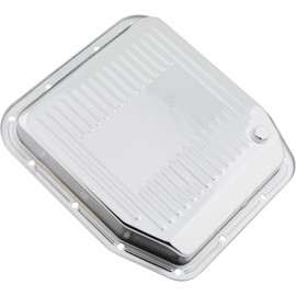 Speedway Motors Ford AOD Steel Transmission Pan Stock Capacity Ribbed Cooling Design Chrome Finish Compatible with 1980-91 AOD Includes Drain Plug Easy Installation