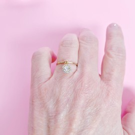 Cubic Zirconia Gemstone Charm Ring in 14K Gold-Filled, Smooth Textured or Thin Band, April Birthstone, Gift for Him or Her, SOLD on Jewelry Inspirations