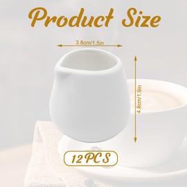KUWUNG 12 Pcs Small Milk Jug, 50ml White Ceramic Milk Jugs, Small Gravy Jug, Mini Creamer Jugs Without Handle Sauce,Custard Jug, Mini Coffee Milk Jug, Small Milk Pouring Jug for Milk Coffee Tea Sauces