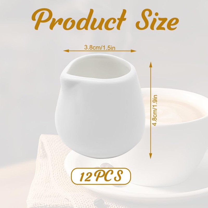 KUWUNG 12 Pcs Small Milk Jug, 50ml White Ceramic Milk
