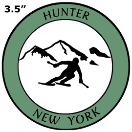 Athena Brands Hunter, New York - Sports Skier - Car Truck Window Bumper Graphics Sticker Decal - Washed Green