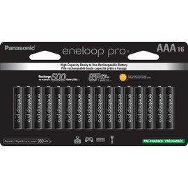 Eneloop Panasonic BK-4HCCA16FA pro AAA High Capacity Ni-MH Pre-Charged Rechargeable Batteries, 16-Battery Pack