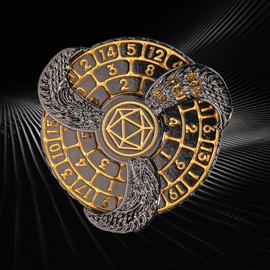 7-in-1 DND Dice Spinner Roulette Dice Fingertip Gyro, Metal Dice Rotating Dungeons and Dragons Starter Set with Gift Box Spinning Games, Fidget Dice Set for RPG MTG Table Games (Black Nickel Gold)