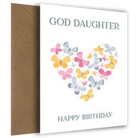 God Daughter Birthday Card with Butterfly Heart | Female Happy Birthday Card for Any Age, God Daughter Birthday Card, Multicoloured