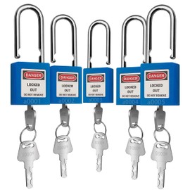 Lockout Tagout Lock 5pcs Set Loto Product Padlocks for Lock Out Tag Out Stations and Devices (Blue, Key Alike)