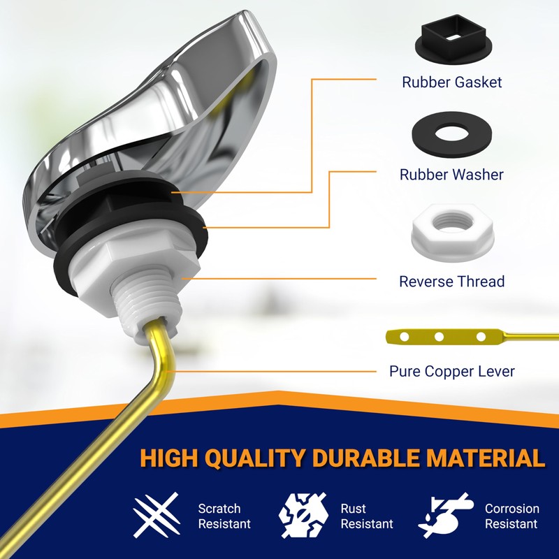 UpperHome Toilet Handle Replacement (Chrome Polished, Front Mount)