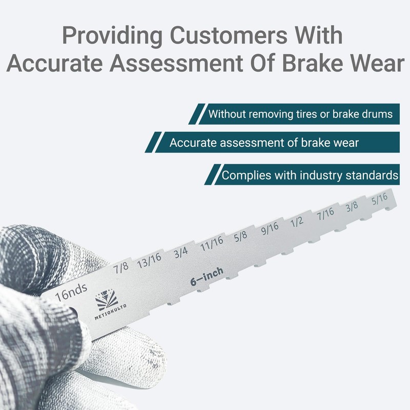 MetioKulto The 6" Brake Pad Measuring Tool,Brake Drum Wear Detection