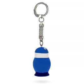 Santa in Blue Color Wooden Key Chain