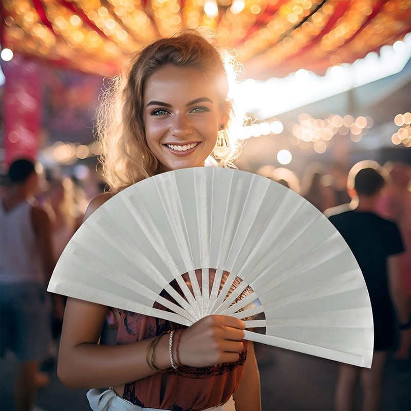 Wzenclave 4Pcs Hand Fans Foldable Folding Fans Silk Fabric Fan