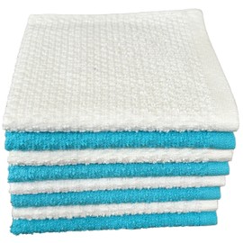 Petal Cliff Washcloths Set of 8 - Popcorn Weave Wash Cloth Designed to exfoliate Your Hands, Body or face - Extra Absorbent 100% Ring Spun Cotton Size 12" X 12". (Design K)
