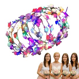 10 Pack LED Flower Crown, Light Up Flower Headband for Women, Hair Accessories, Floral Crowns Parties Favors Dress Up Wedding
