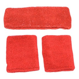 Red Elasticated Sweat Headband / Wristband Gym Set