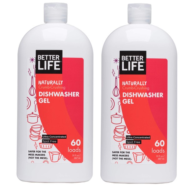 Better Life Dishwasher Detergent Gel - Automatic Dishwasher Cleaner - Concentrated Liquid Gel Dish Detergent Soap - 30oz (Pack of 2) Unscented
