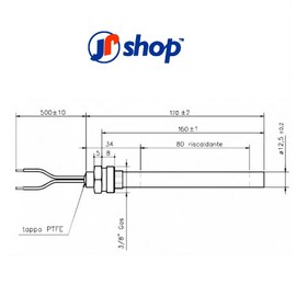 Jpshop Spark Plug for Pellet Stove 350 W, Diameter 12.5 mm and Length Stop 160 mm (Total Length 170 mm), Thread 3/8 Inch Gas for Palazzetti Royal Edilkamin