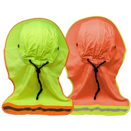 Glory Max High Visibility Reflective Work Safety Bucket Hat Cap Mesh Neck Flap (Half Brim Mesh Flap Green & Orange)