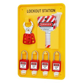 TAEGIQI Lockout Tagout Station with Loto Devices,Lock Out Tag Out Kit Board with 4 Brass Cylinder Safety Padlocks,Hasp,Lockout Tags for OSHA Compliance,U02