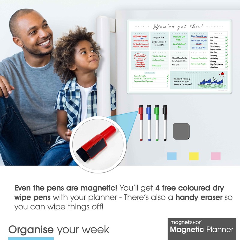 The Magnet Shop A3 Magnetic Weekly Planner Dry Wipe Whiteboard