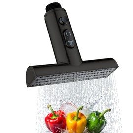 DOUBLUOEG Pull Down Kitchen Faucet Head Replacement, Universal Kitchen Faucet Head Replacement with 3 Spray Modes Sink Faucet Head Fit American Standard G1/2 Thead, Matte Black