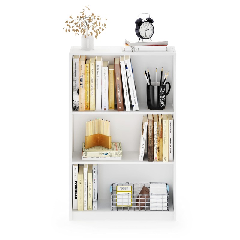 FURINNO JAYA Simple Home 3-Tier Adjustable Shelf Bookcase, White