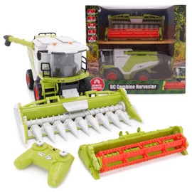 Toyland® 31cm (12") Remote Control Combine Harvester with Lights, Sound & Smoke Effect - 2 Harvesting Attachments Included - Farming Toys - 1:24 Scale