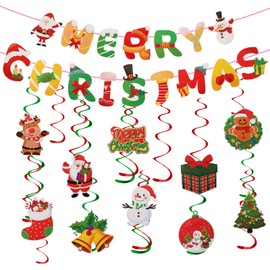XIATIAN Christmas Bunting Banner Christmas Decoration, Christmas Decoration Indoor Christmas Flag, Merry Christmas Decoration, Christmas Decoration Garland, Reusable Christmas Decoration, for