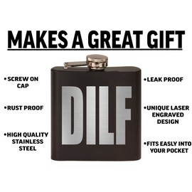 Rogue River Tactical Funny DILF Stainless Steel Hip Flask Premium Matte Black Makes a Great Gift For Him Dad Father Gag Joke Gift