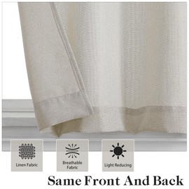 SeeGlee Short Semi Sheer RV Curtains 24 Inches Long for Kitchen Over Sink Bathroom- Modern Linen Light Filtering Mini Curtain Tiers for Basement,Beige 26" Width x 24" Length,2Panels
