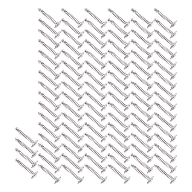 100Pcs Self Drilling Screw M4.2x25 Round Washer Stainless Steel Fastener
