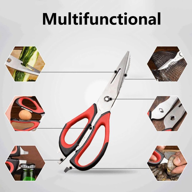 Multifunction Kitchen Scissors, 6-in-1 Stainless Steel Heavy Duty Kitchen Shears