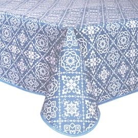 Home Direct Rectangular Oilcloth PVC Wipe Clean Wipeable Tablecloth Table Cover 140cm x 180cm 55x70 Blue Grey