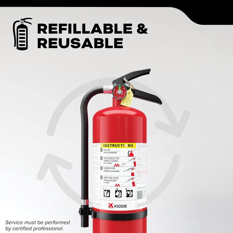 Kidde Commercial-Grade Fire Extinguisher for Office, Schools, Rechargeable 4A60BC