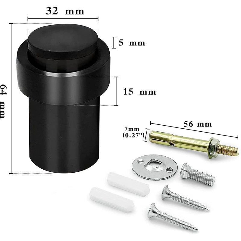 Door Stoppers, Door Stopper Stainless Steel Cylindrical Floor Door Stop