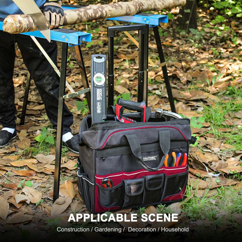 HAUTMEC 18" Rolling Tool Bag With Wheels Portable Toughbuilt Tool