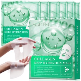 Collagen Face Mask, Collagen Korean Overnight Hydrogel Mask, Anti Wrinkle Firming Lifting Korean Collagen Films for Improve Skin Elasticity, Collagen Face Mask for Women Skincare, Moisturizing 6 Pack