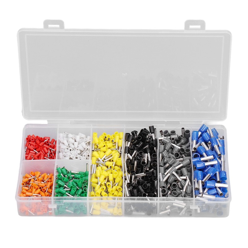 1000Pcs Wire Ferrules Terminals Kit Brass PP Ferrules Crimping Kits