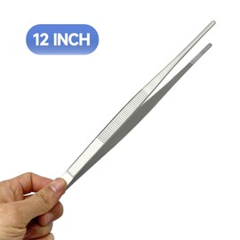 Urxirha Kitchen Tweezer Tongs 304 Stainless Steel Cooking Tweezers Food Tongs, Culinary Chef Tweezers Pasta Tongs, 12 Inch
