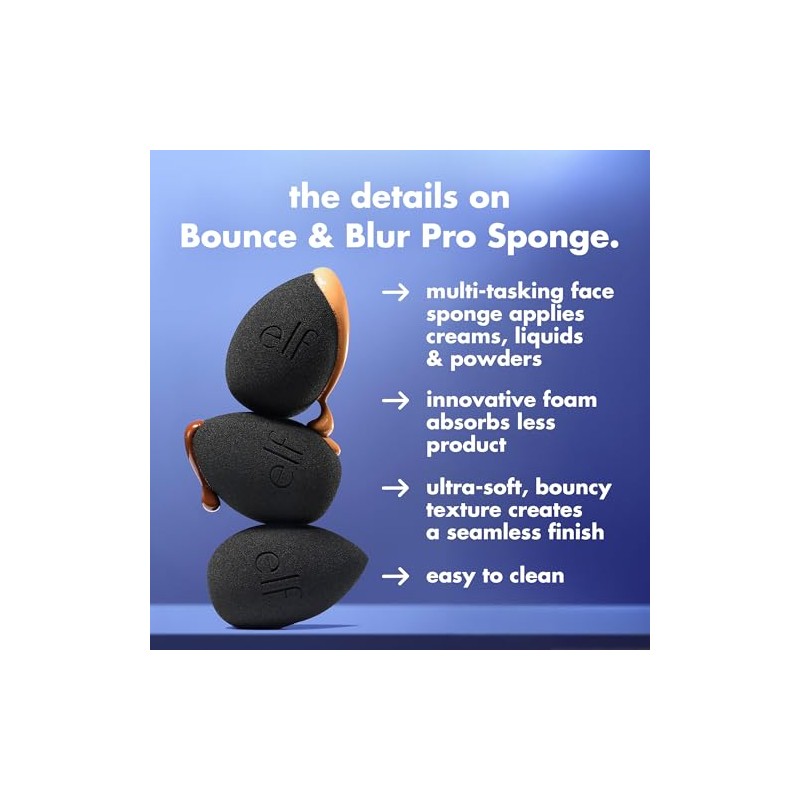 e.l.f. Bounce & Blur Pro Sponge, Multi-Use Makeup Blending Sponge